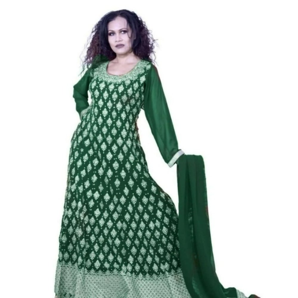 Dressy Anarkali with gold work in front and back
